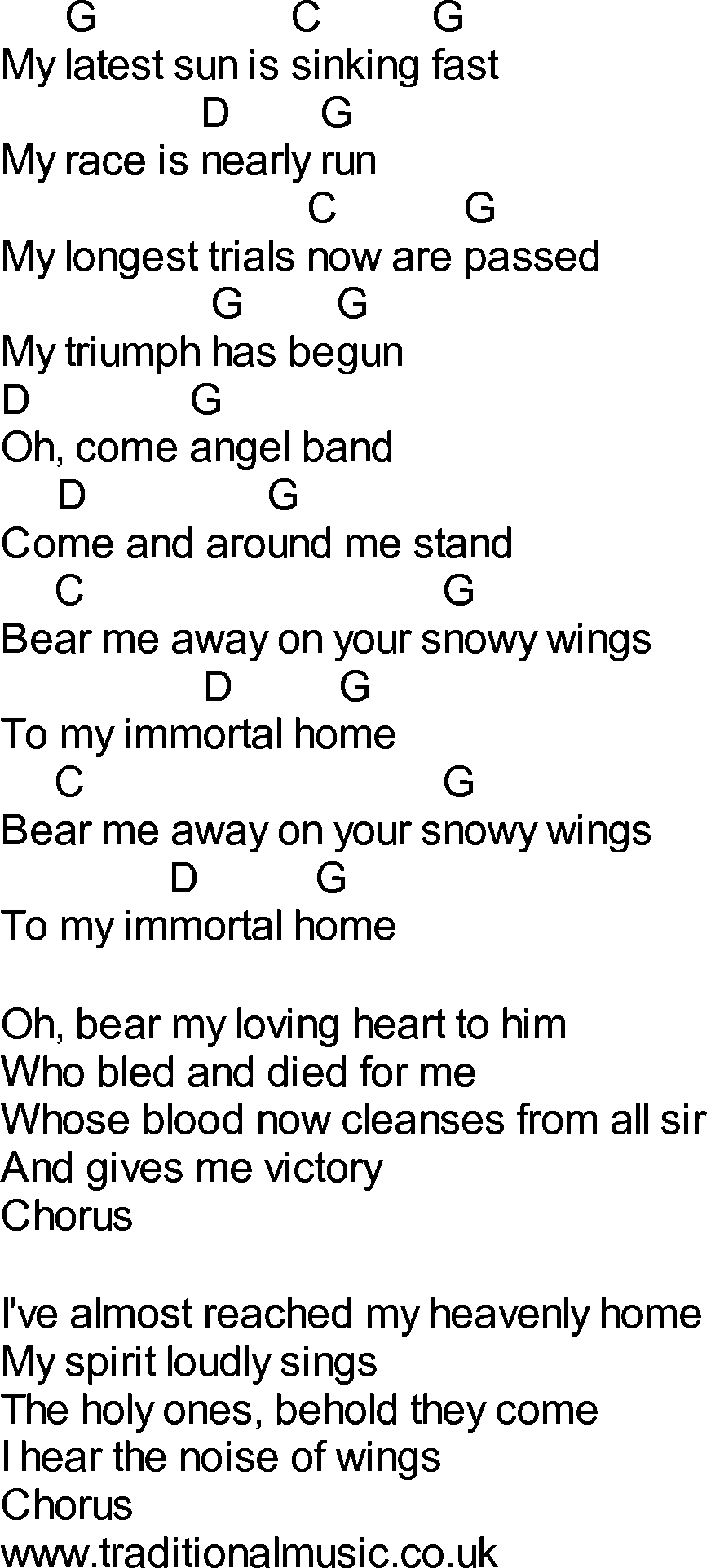 Bluegrass songs with chords - Angel Band